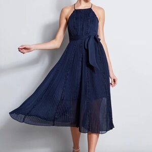 Elie Tahari Midnight Blue halter Midi Dress